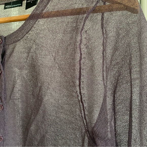 Moda International Purple Sheer Button Front Cardigan - Picture 10 of 13